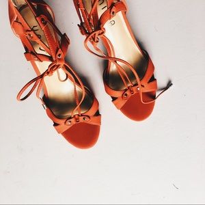 Red high heeled shoes